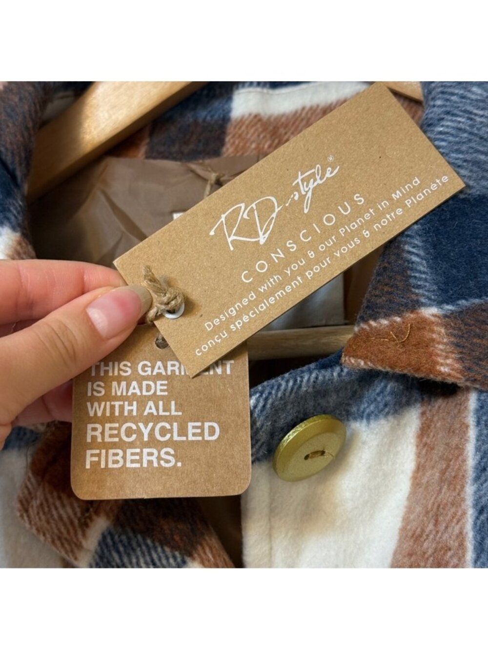 RD Style Blue Brown & Cream Plaid Jacket XS - Picture 7 of 13